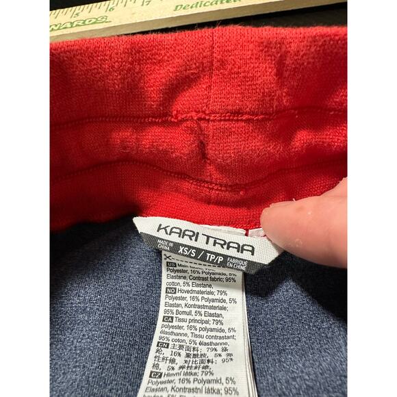 Kari Traa Tveito Tights Base Layer Leggings Blue Red Size XS/S Ski Preppy - Picture 3 of 12
